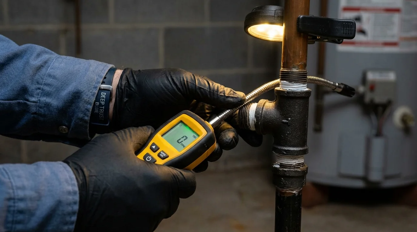 Gas leak detection with electronic sniffer by Johns Plumbing LLC in Chicopee