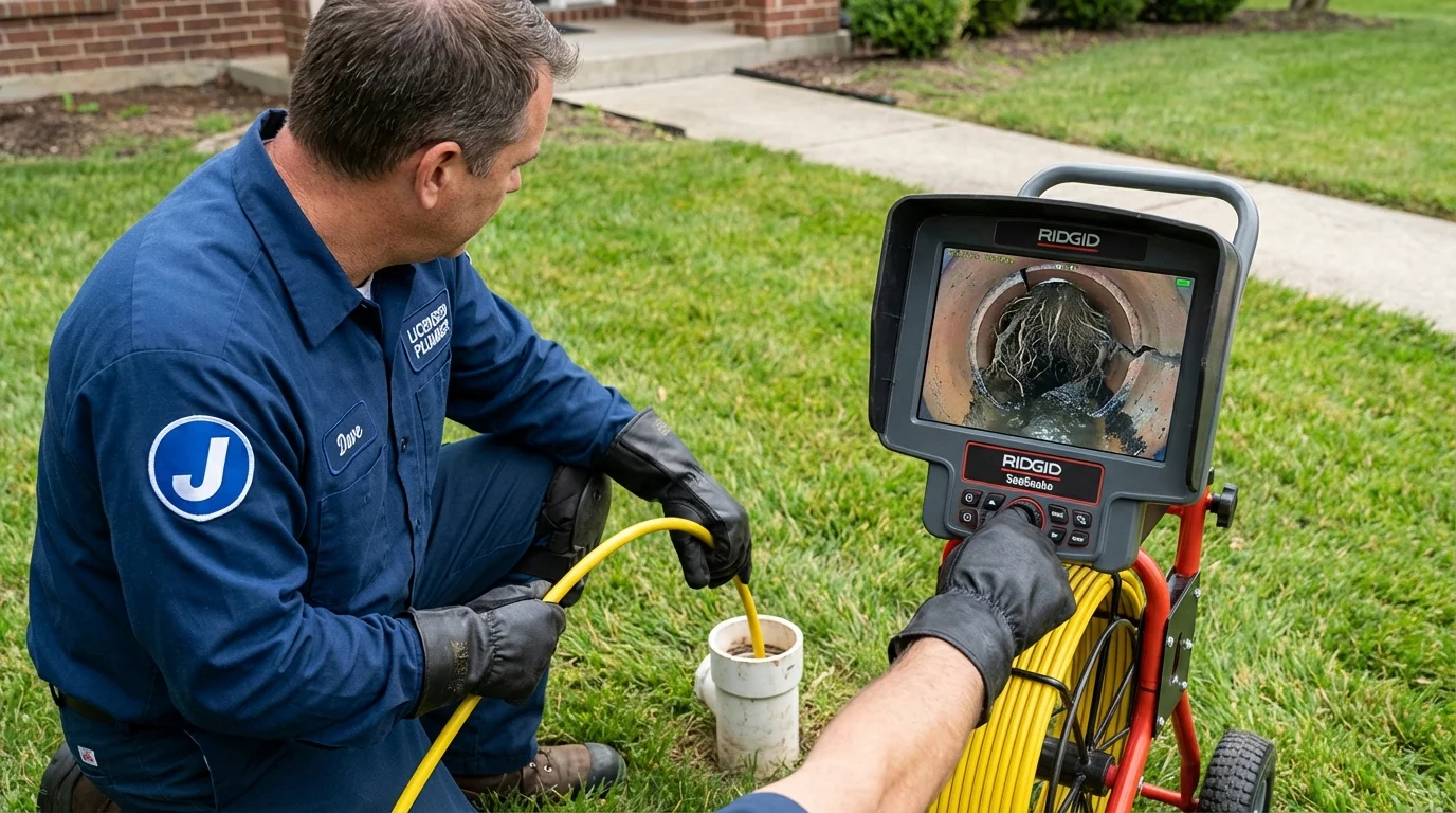 Sewer camera inspection being performed by Johns Plumbing LLC in Chicopee